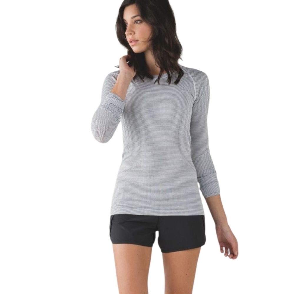 Lululemon Swiftly Tech Long Sleeve Gray Striped Top Size 4